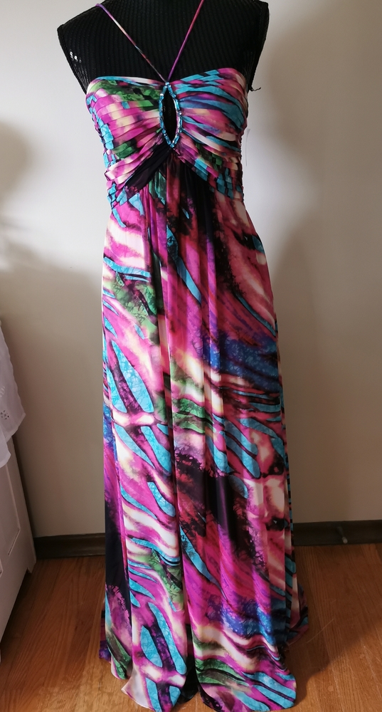 Betsy & Adam Multi Colored Maxi Gown Size 6